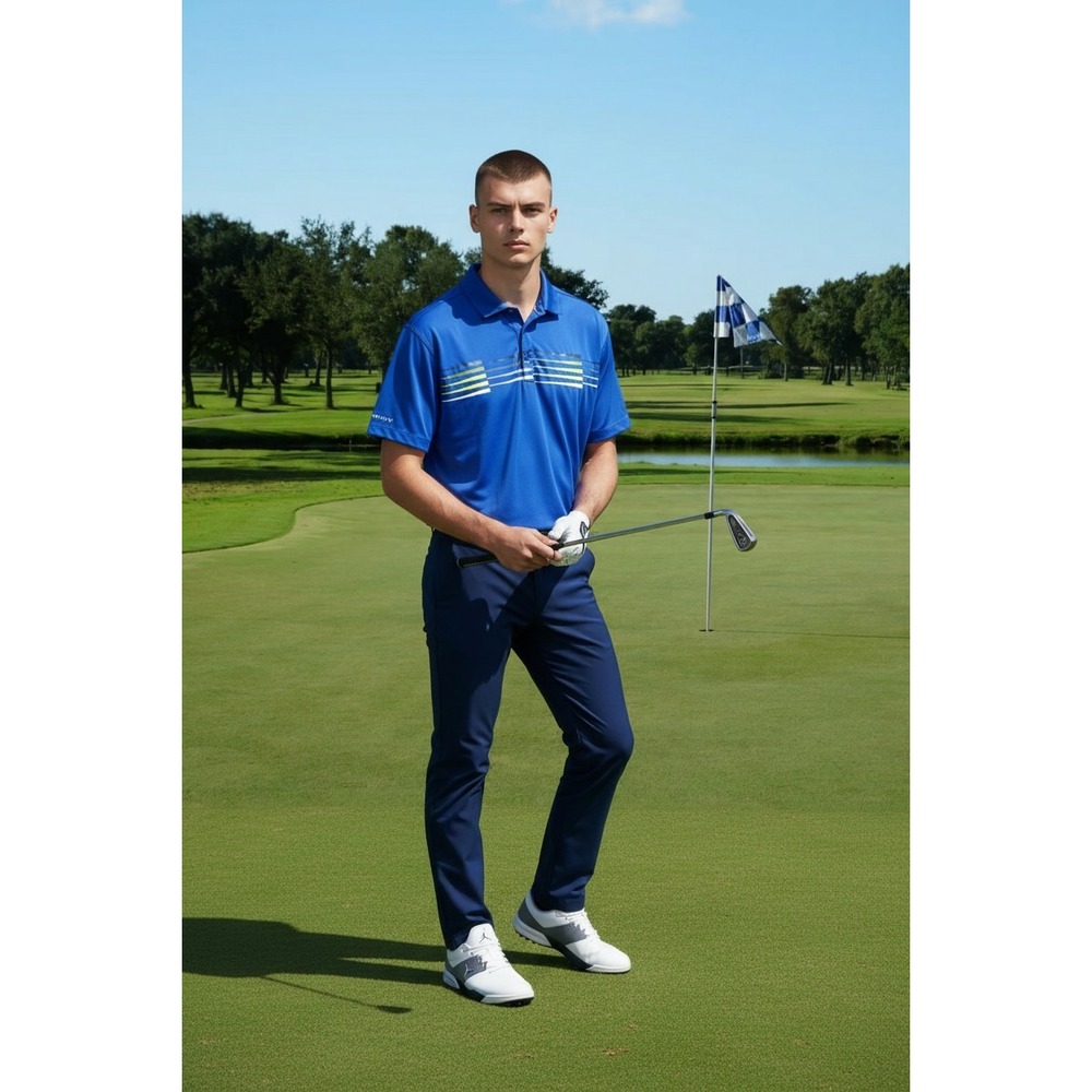 Under Armour Mens HeatGear Loose Fit Polo Shirt Blue Graphic Golf Top Large